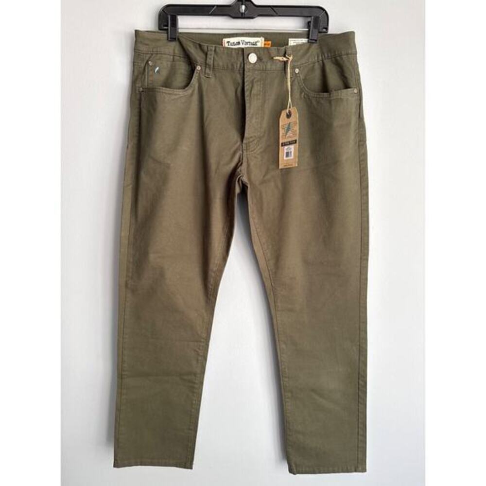 NWT Tailor Vintage Mens 36x30 Slim Fit Stretch Pants Olive Green 5-Pocket Cotton